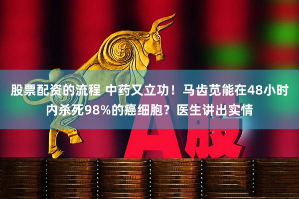股票配资的流程 中药又立功！马齿苋能在48小时内杀死98%的癌细胞？医生讲出实情
